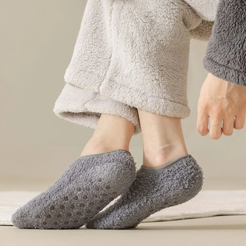 Men'S Winter Floor Socks Thick Warm  Home Boat Sleep Socks Anti-Slip Breathable Solid Color Easy Soft Comfortable Invisible Sox