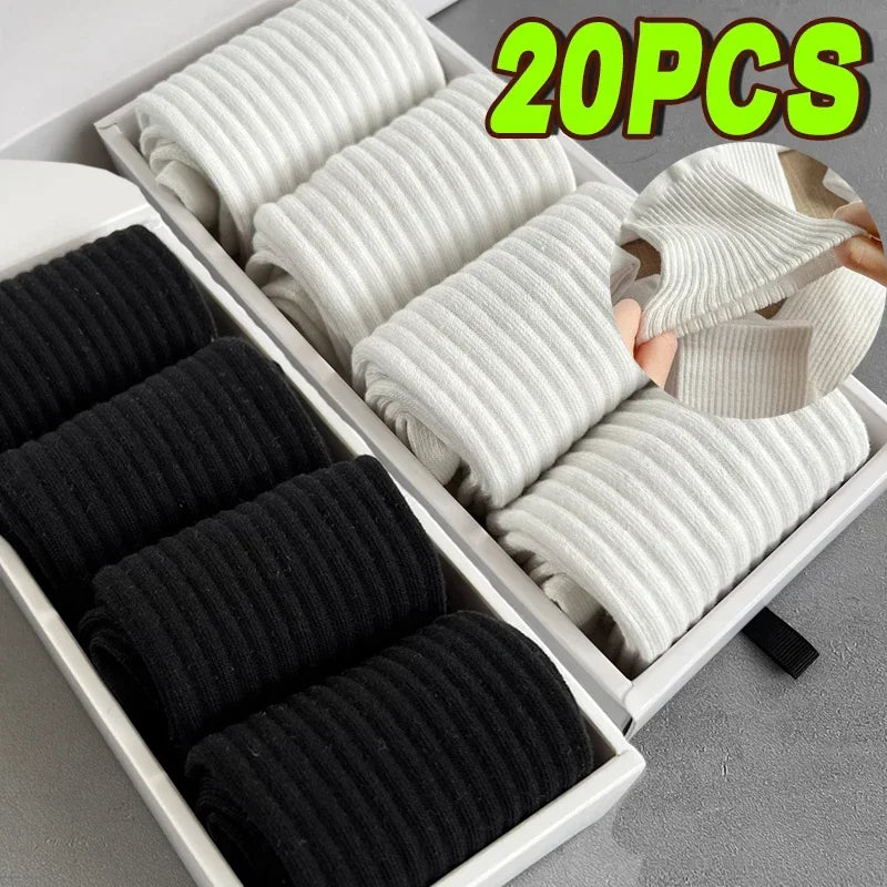 1/10Pairs 2026 New Men Cotton New Style White Socks Men Soft Breathable Sports Long Socks Summer Winter for Male Socks Plus Size