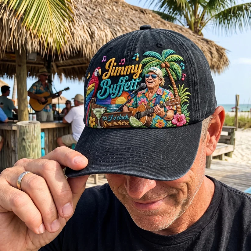 JBU Tropical Tunes Distressed Denim Cap